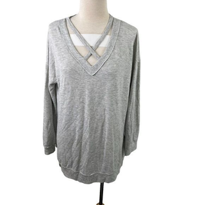 CUPIO Grey Criss Cross Front‎ Sweater (M)